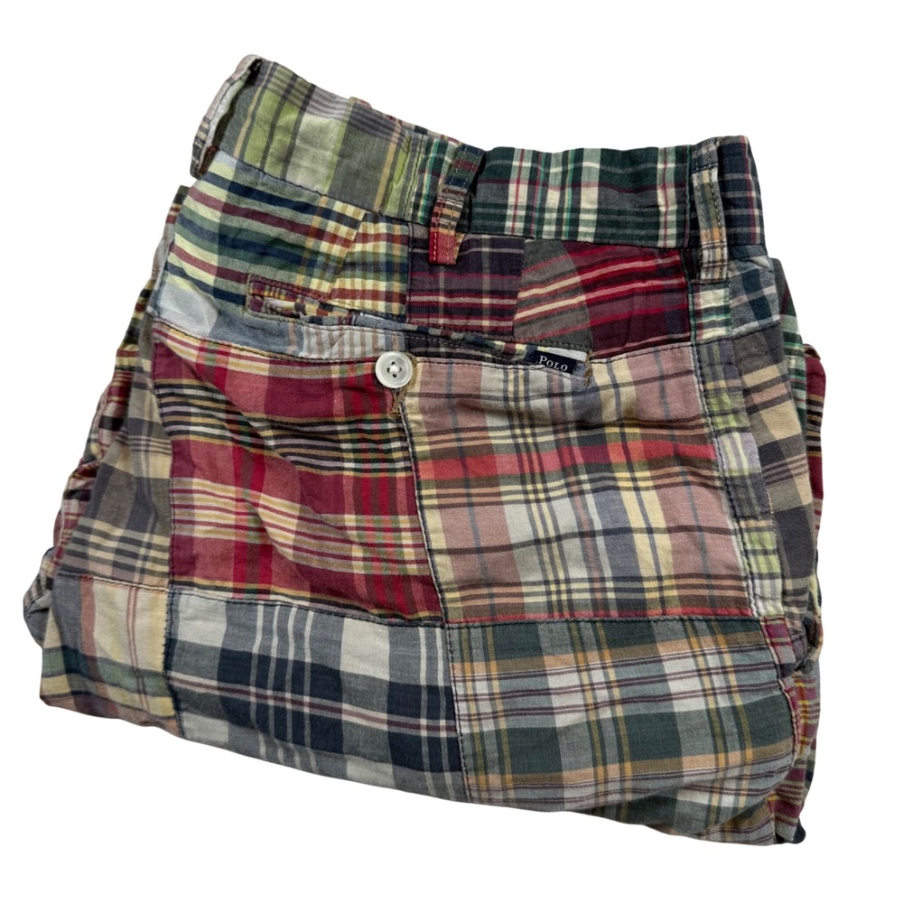 Polo Ralph Lauren Patchwork Madras Shorts Mens 36 Multicolor Plaid Classic Fit